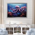 Designart "Oasis of Purple Octopus I" Animals Framed Wall Art Decor Coastal Purple Coastal