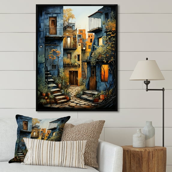 Designart "Oaxacan Odyssey In Mexican Art I" Mexican Art Floater Framed Wall Art Living Room