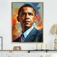 thumbnail image 1 of Designart "Obama In Popart Portrait I" Woman Pop Art Floater Framed Wall Art Living Room, 1 of 5