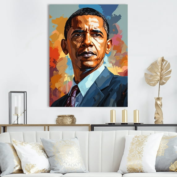 Designart "Obama In Popart Portrait I" Woman Pop Art Wall Art Living Room