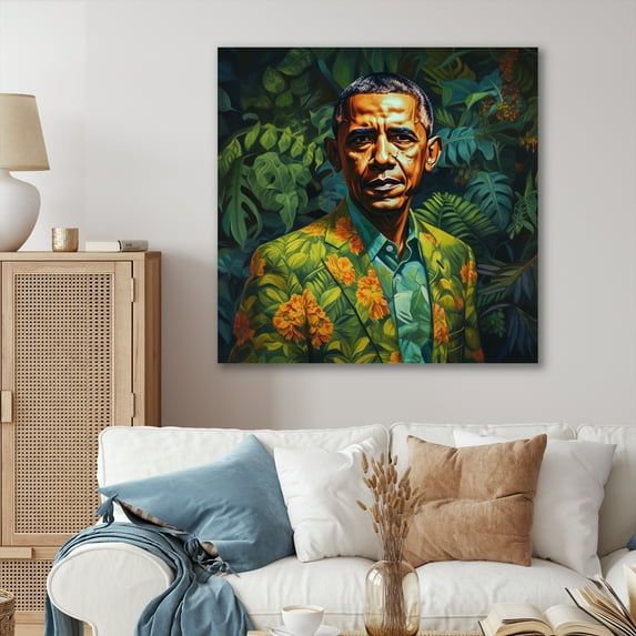 Designart "Obama Miami Vibes II" Men Canvas Art Print