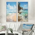 thumbnail image 1 of Designart "Ocean Escape Beach Photo IV" Coastal Beach Framed Wall Art Set Of 2 - Blue Beach Framed Canvas Set For Living Room Decor, 1 of 7
