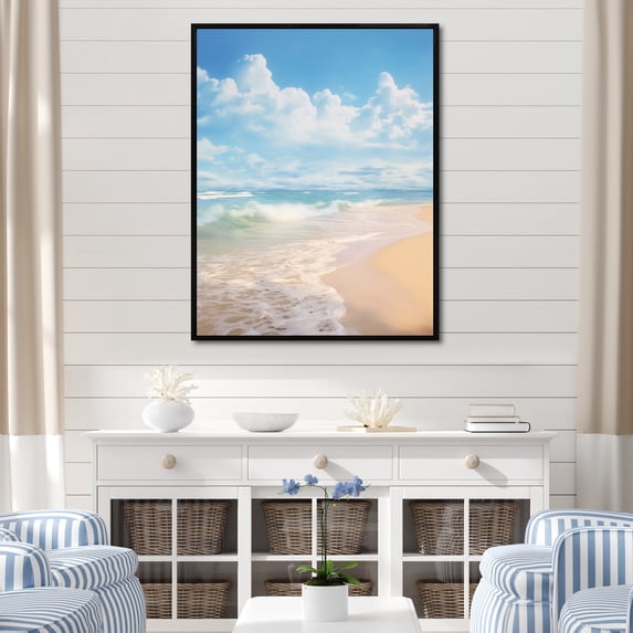 Designart "Ocean Escape Beach Photo IV" Nautical & Beach Floater Framed Wall Decor