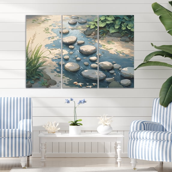 Designart "Ocean Hues Shades of Blue" Landscapes Metal Wall Decor Set