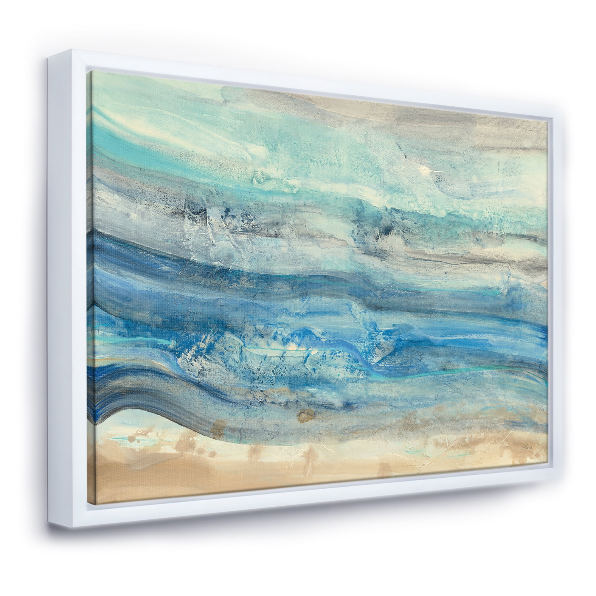 Designart ' Ocean Mineral Waves ' Nautical & Coastal Framed Canvas