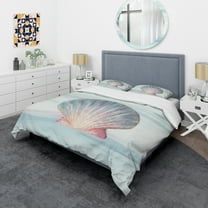 Designart 'Ocean Shell on Blue' Coastal Duvet Cover Set
