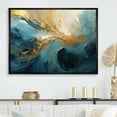 thumbnail image 1 of Designart "Ocean Spiral In Gold And Teal III" Abstract Spirals Floater Framed Canvas Prints, 1 of 5