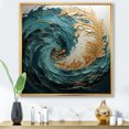 thumbnail image 1 of Designart "Ocean Spiral In Gold And Teal V" Abstract Spirals Floater Framed Canvas Art Print, 1 of 5