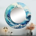 thumbnail image 1 of Designart "Ocean Storm With Blue Waves" Ocean Rund Mirror For Wall Decor - Large Blue Round Printed Mirror -Coastal Round Living Room Mirror - 23" x 23", 1 of 6