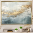 thumbnail image 1 of Designart "Ocean Storm In Beige, Blue, And Gold V" Abstract Shapes Floater Framed Canvas Wall Art, 1 of 5