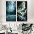 thumbnail image 1 of Designart "Ocean Storm euphony I" Storms Wall Art Set Of 2 - Teal Landscapes Canvas Set For Living Room Decor, 1 of 7