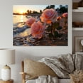 thumbnail image 1 of Designart "Ocean Sunset Serenade Rose Bloom I" Floral Wall Art - Traditional Pink Rose Bedroom Canvas Wall Art, 1 of 4