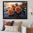 thumbnail image 1 of Designart "Ocean Sunset Serenade Rose Bloom II" Floral Framed Wall Art Decor - Traditional Orange Rose Entryway Framed Wall Art Print, 1 of 6