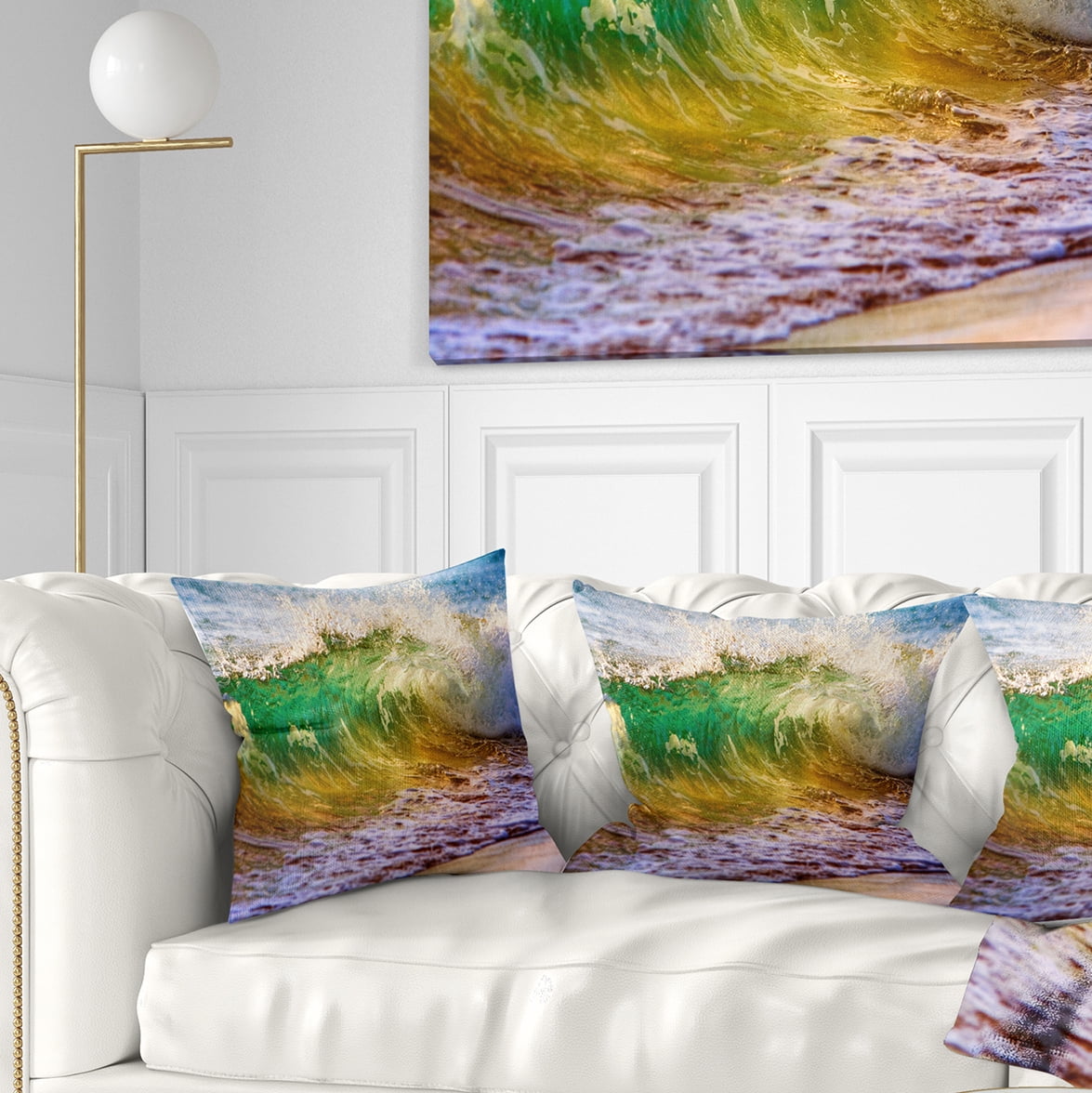 Designart Ocean Turning Green - Seascape Throw Pillow - 18x18