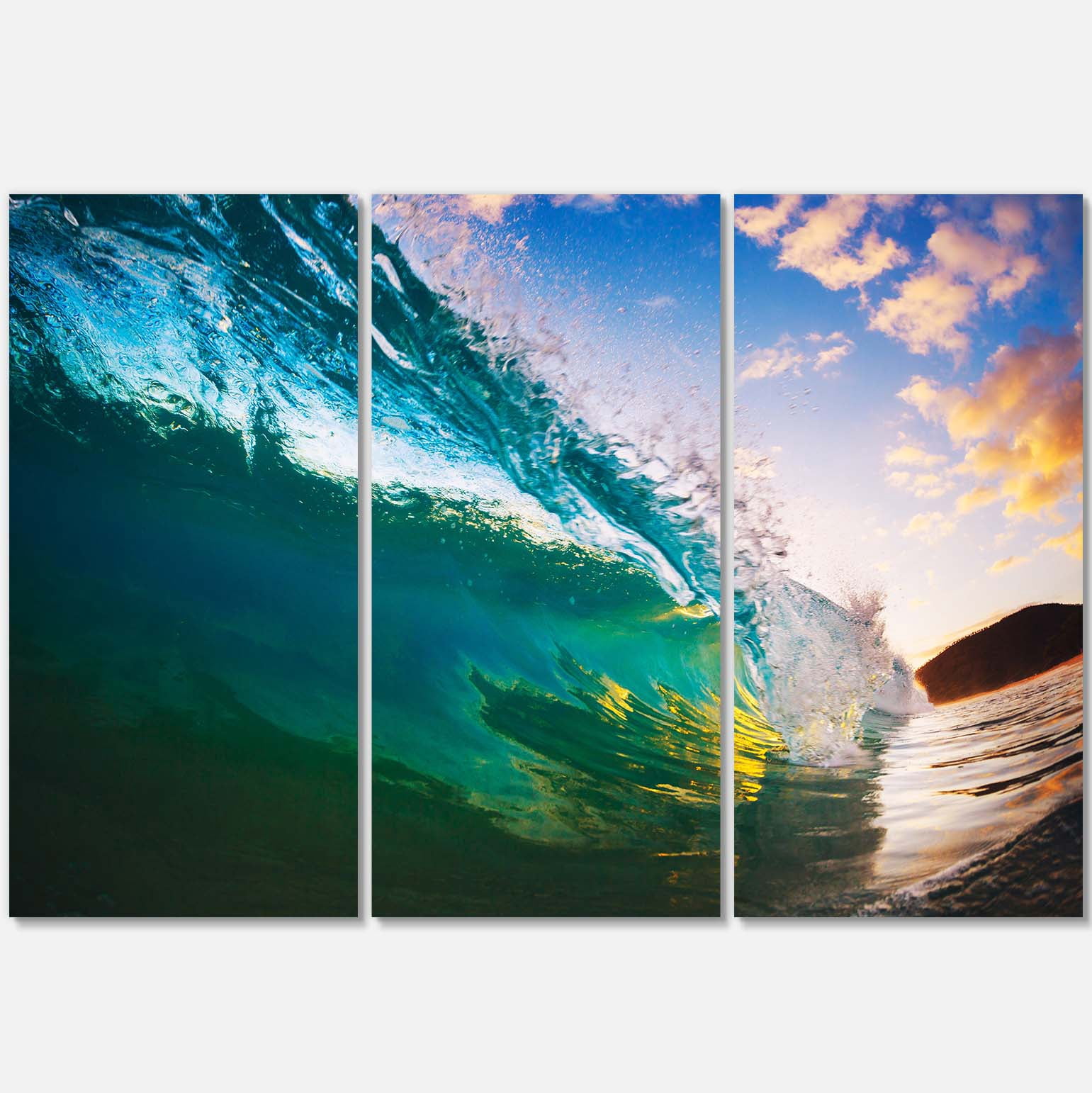 Designart 'Ocean Wave at Sunset ' Photography Canvas Art Print