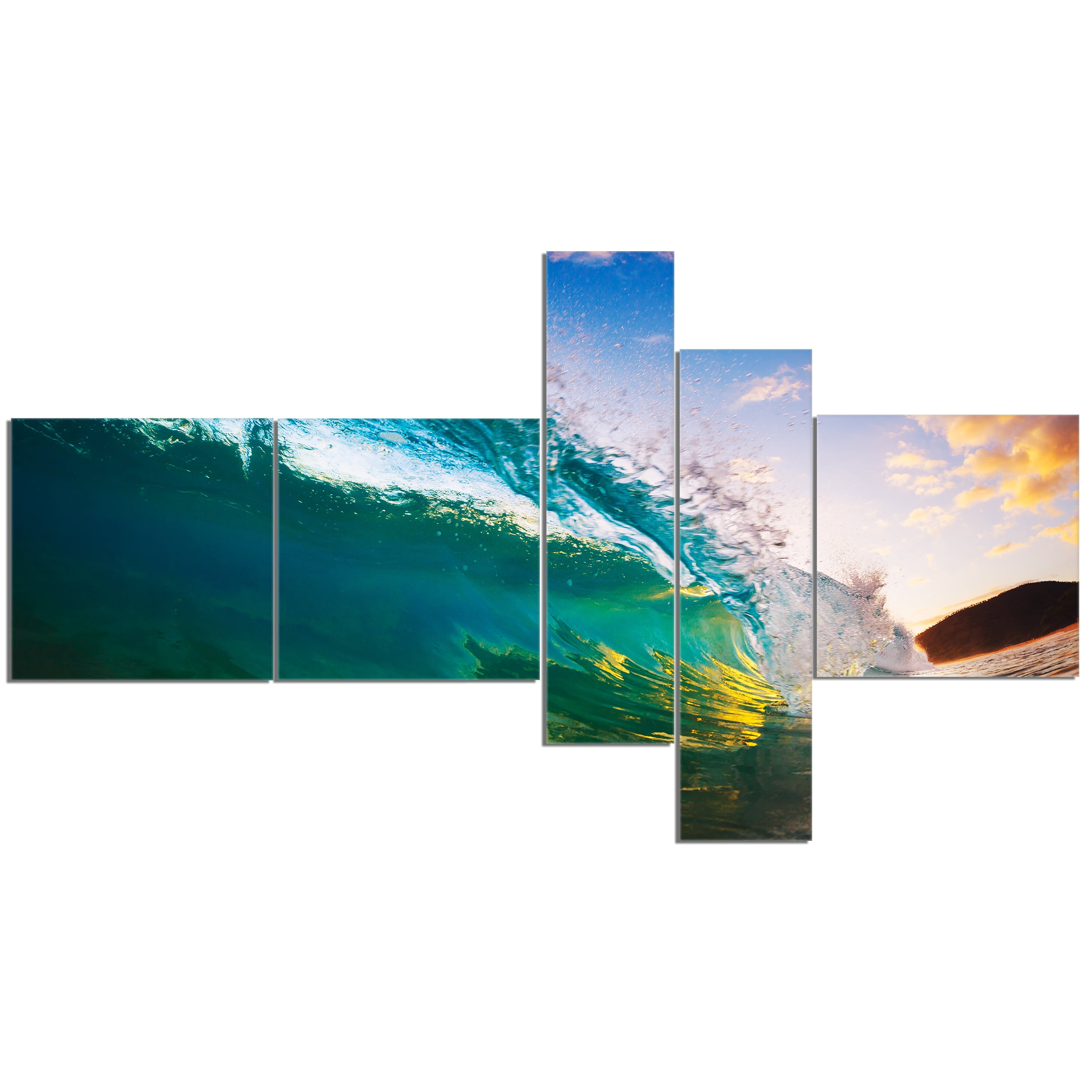 Designart 'Ocean Wave at Sunset ' Photography Canvas Art Print