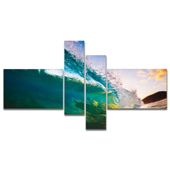 Designart 'Ocean Wave at Sunset ' Photography Canvas Art Print