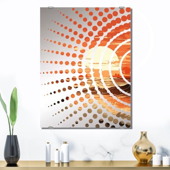 Designart "Ocean Waves in Tangerine Skies II" Coastal Sunset Oversized Wall Mirror - Coastal Landscapes Living Room Wall Mirror - Multiple Color Options
