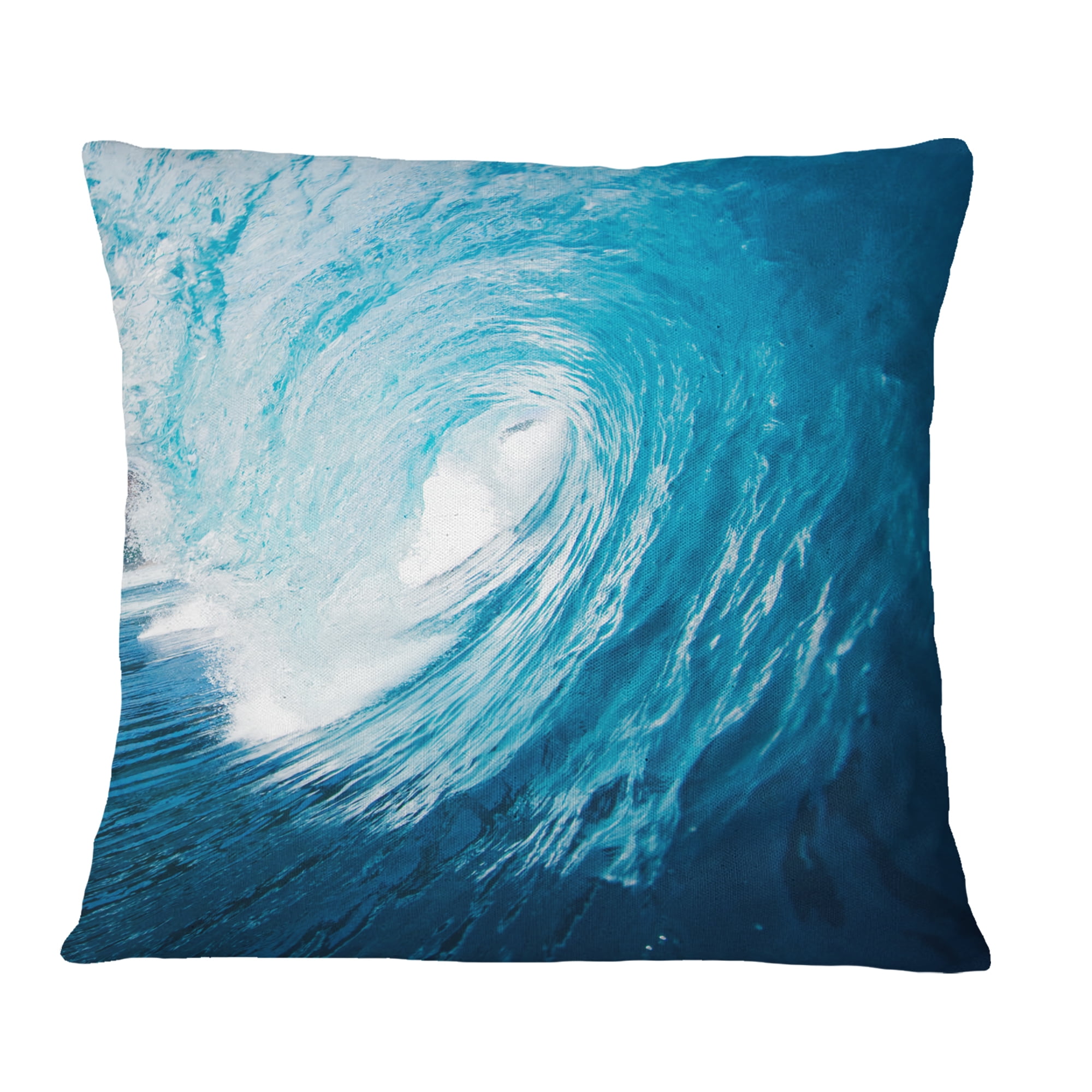 Designart Ocean Waves in Hawaii - Photography Throw Pillow - 18x18
