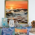thumbnail image 1 of Designart "Ocean Waves in Tangerine Skies III" Coastal Framed Wall Art Decor - Coastal Orange Coastal Sunset Living Room Framed Canvas Art, 1 of 6