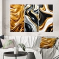 thumbnail image 1 of Designart "Ocean of Gold Waves Liquid Abundance" Abstract Spirals Wall Art Set Of 3 - Transitional Gold Canvas Set For Living Room Decor, 1 of 6