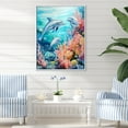 thumbnail image 1 of Designart "Oceanic Ballet Of The Dolphin Family I" Coastal Coral Under Water Floater Framed Wall Art Prints, 1 of 5