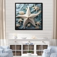 thumbnail image 1 of Designart "Oceanic Gem of White and Blue Starfish" Animals Framed Wall Art Decor - Modern White Starfish Hallway Framed Wall Art Decor, 1 of 6