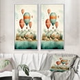 thumbnail image 1 of Designart "Oceanic Odyssey Balloon Over Waves" Hot Air Balloon Framed Wall Art Set Of 2 - Teal Transportation Frame Gallery Set For Office Decor, 1 of 7
