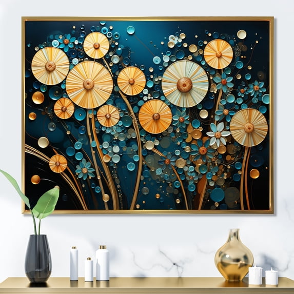 Designart "Oceanic Painting II" Abstract Collages Floater Framed Wall Decor