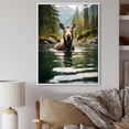 thumbnail image 1 of Designart "Oceanic Serenity with Brown Green Moose" Animals Floater Framed Wall Decor, 1 of 7