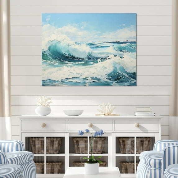 Designart "Oceanic Storm In Watercolor I" Coastal Ocean Wall Decor