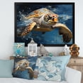 thumbnail image 1 of Designart "Oceanic Tranquility with Tidal Turtle I" Animals Framed Wall Art Decor - Modern Farmhouse Blue Turtle Living Room Framed Canvas Art, 1 of 6