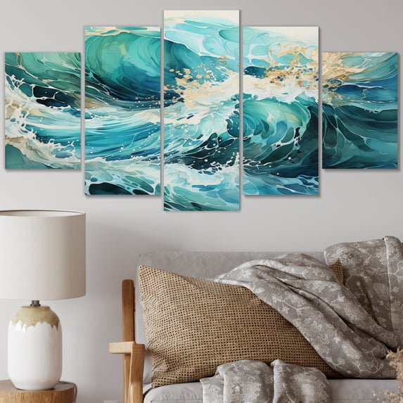 Designart "Oceanic composition III" Abstract Collages Metal Wall Décor Set