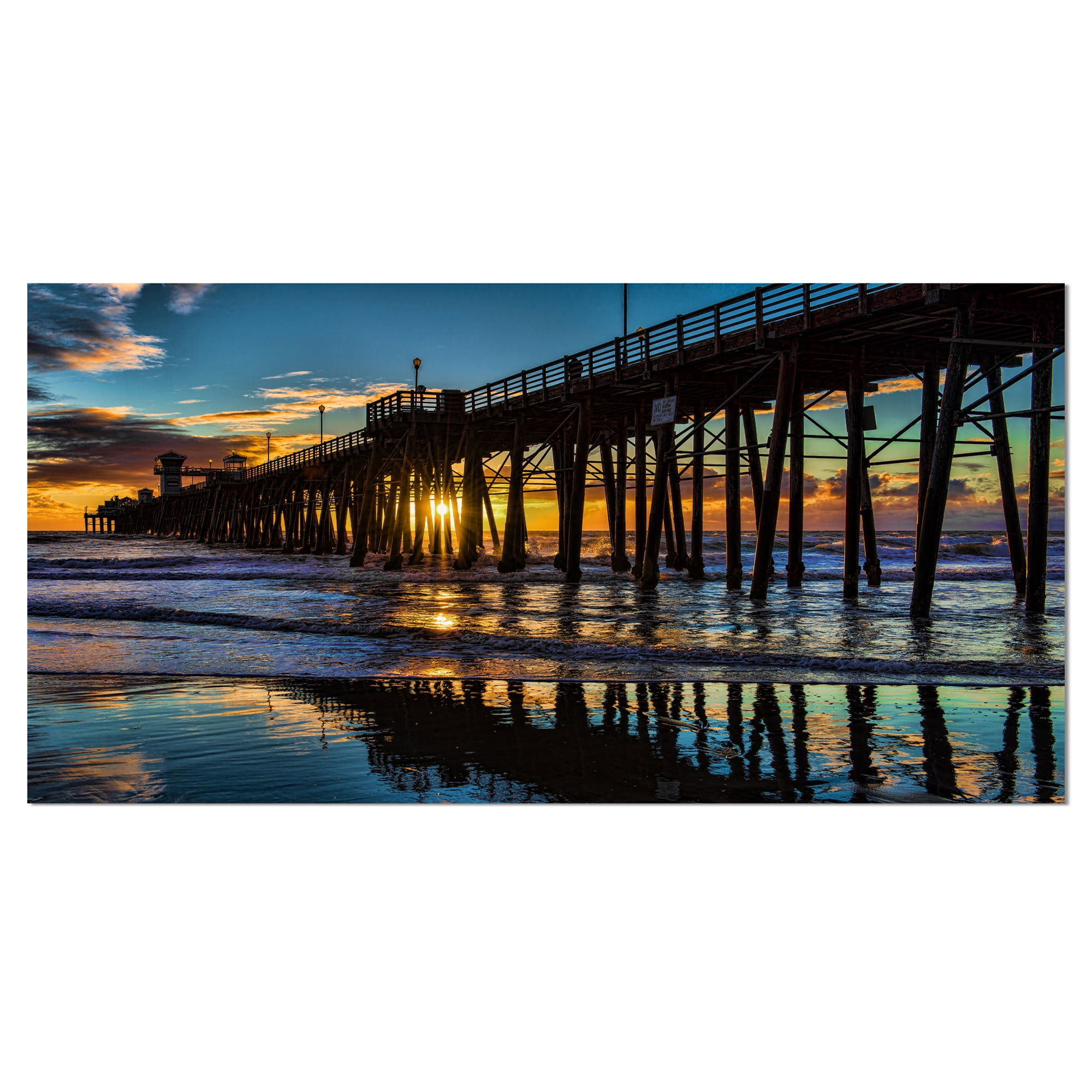 Designart 'Oceanside Pier at Evening ' Landscape Photography Canvas Print