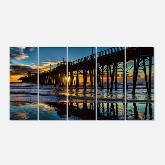 Designart 'Oceanside Pier at Evening ' Landscape Photography Canvas Print