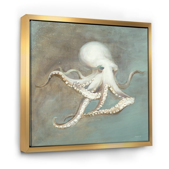Designart ' Octopus Treasures from the Sea ' Nautical & Coastal Framed Canvas