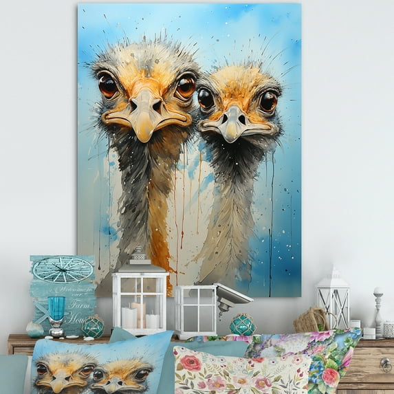 Designart "Odyssey Of Ostriches In Portrait" Ostriches Wall Art Prints