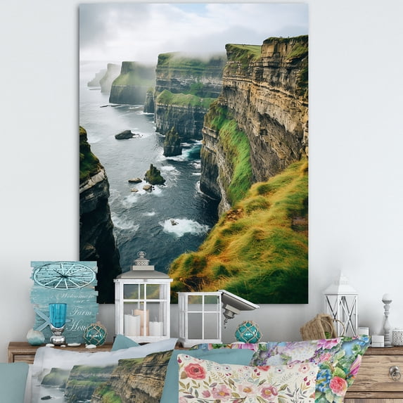 Designart "Of Moher Ireland Cliffs wall art I" Nautical & Beach Canvas Print