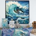 thumbnail image 1 of Designart "Of Wonder Coastal waves Waves painting VII" Nautical & Beach Floater Framed Wall Decor, 1 of 7