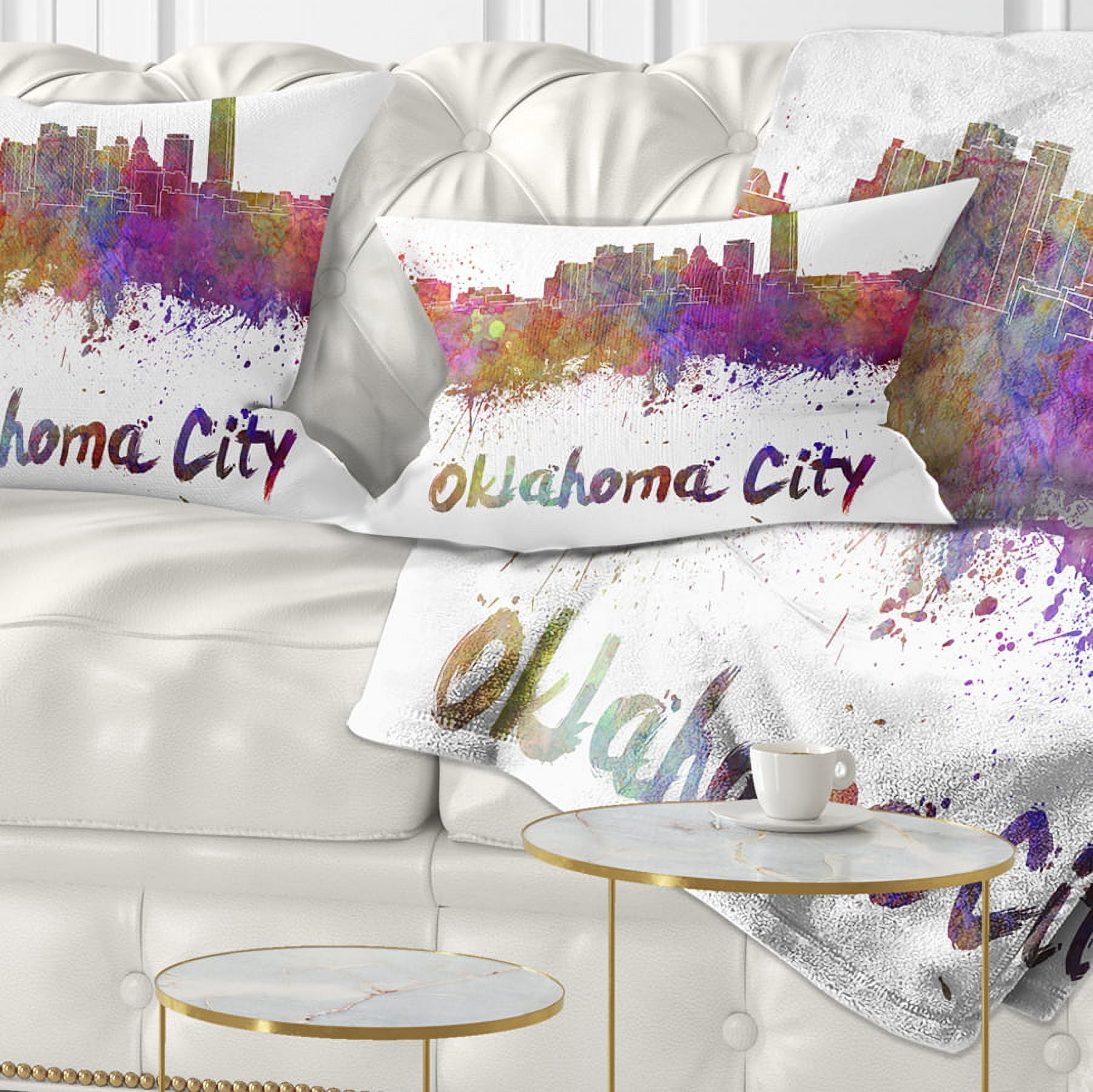 Designart Oklahoma Skyline - Cityscape Throw Pillow - 12x20