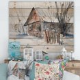 thumbnail image 1 of Designart 'Old Abandoned Wooden House In Winter Snow Picture' Traditional Print on Natural Pine Wood, 1 of 5