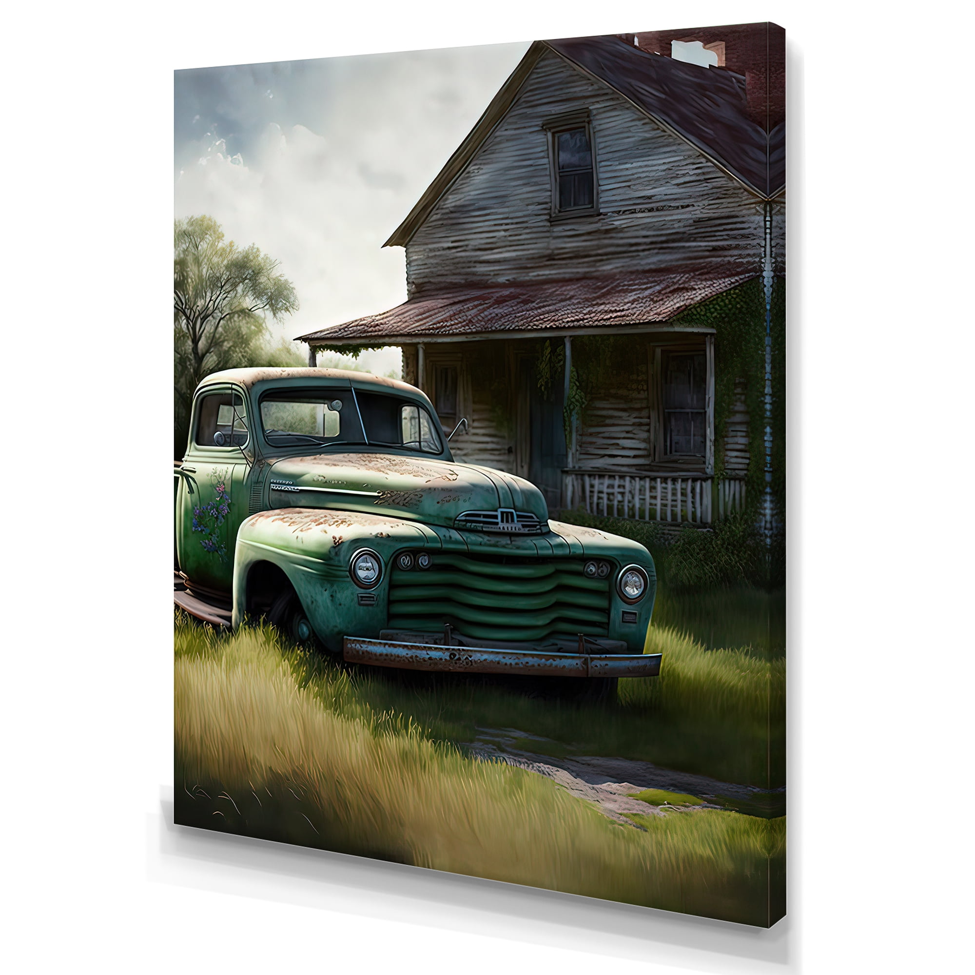 Designart Old American Truck In Barn V Canvas Wall Art