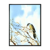 Designart 'Old Bird Sitting On Tree' Traditional Framed Canvas Wall Art Print