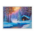 thumbnail image 1 of Designart 'Old Cabin In Winter Forest In Evening Glow I' Traditional Framed Canvas Wall Art Print, 1 of 5