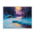 thumbnail image 1 of Designart 'Old Cabin In Winter Forest In Evening Glow II' Traditional Framed Canvas Wall Art Print, 1 of 5