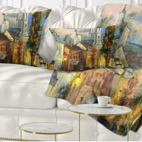 Designart Old City - Cityscape Throw Pillow - 12x20
