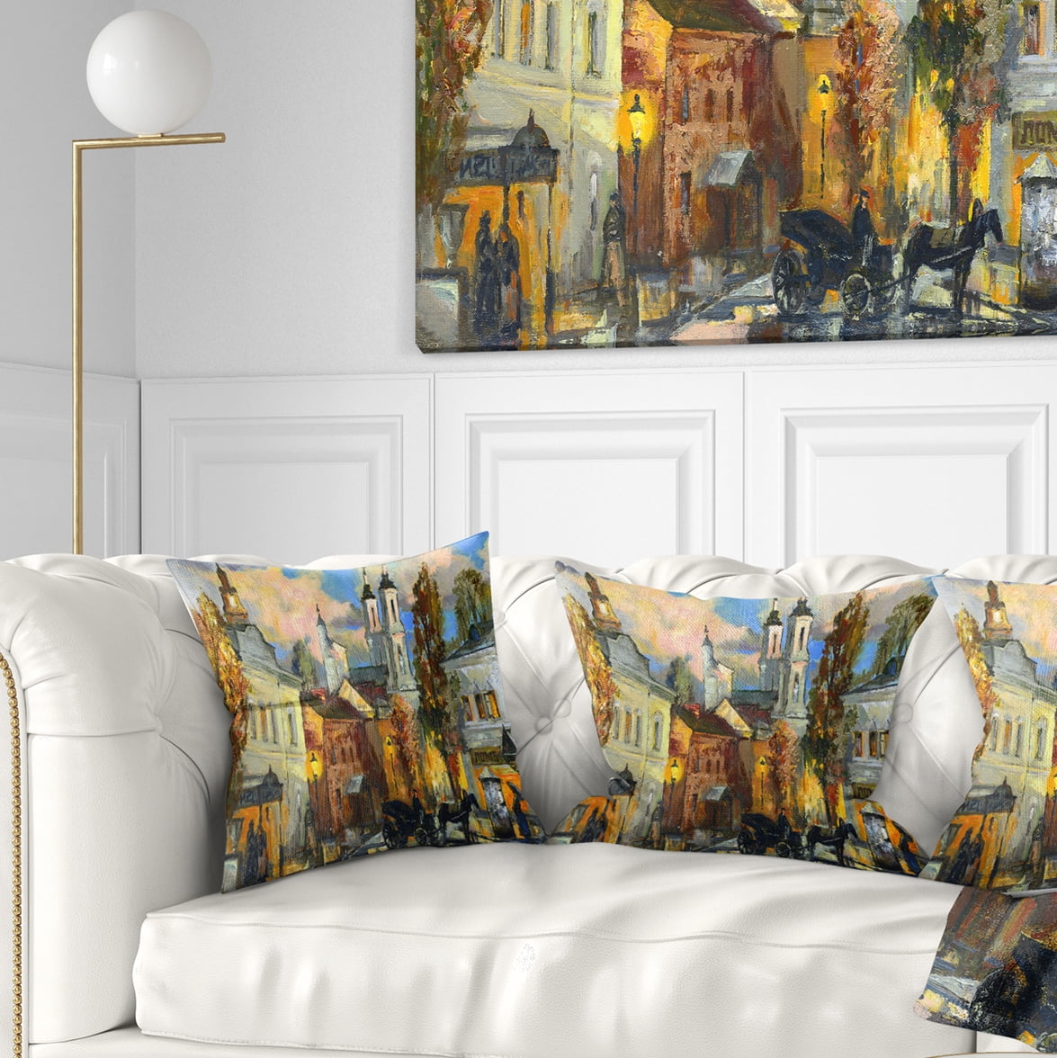 Designart Old City - Cityscape Throw Pillow - 18x18
