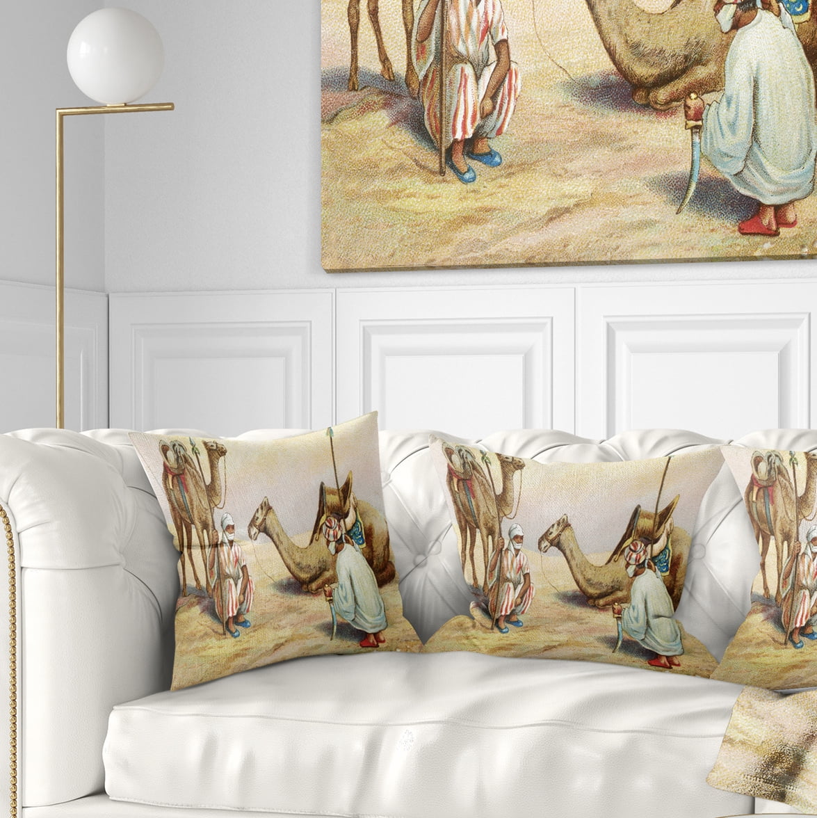 Designart Old Colonial Illustration - Contemporary Throw Pillow - 18x18