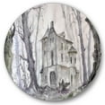 thumbnail image 1 of Designart 'Old Haunted Castle In The Woods' Traditional Circle Metal Wall Art 36x36 - Disc of 36, 1 of 5