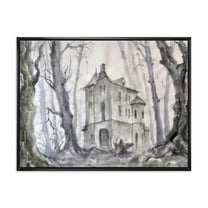 Designart 'Old Haunted Castle In The Woods' Traditional Framed Canvas Wall Art Print